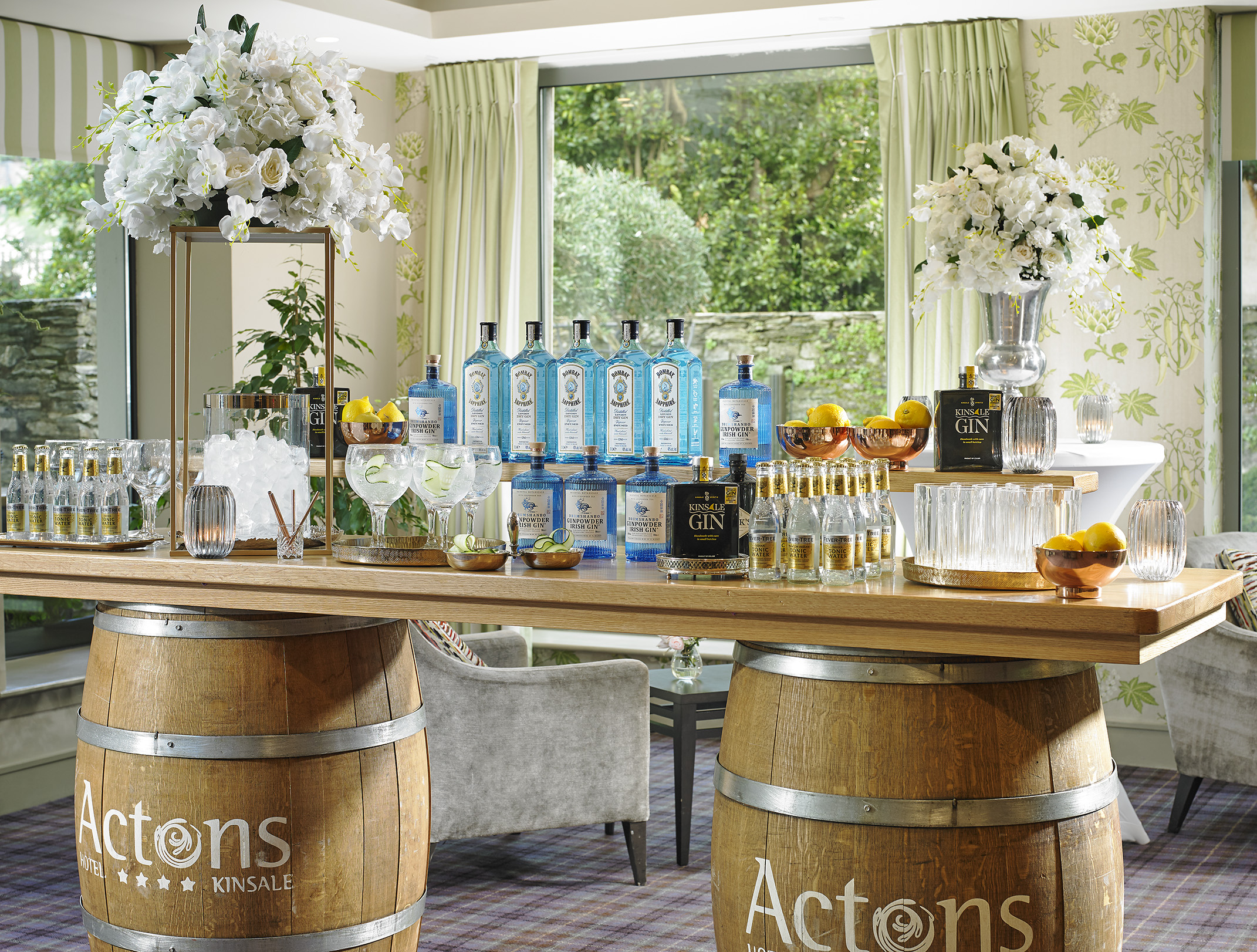 Gin bar set up at Actons Hotel Kinsale